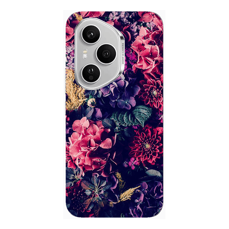 Honor Magic 400 Pro Purple and pink flowers Transparent Silicone TPU Θήκη